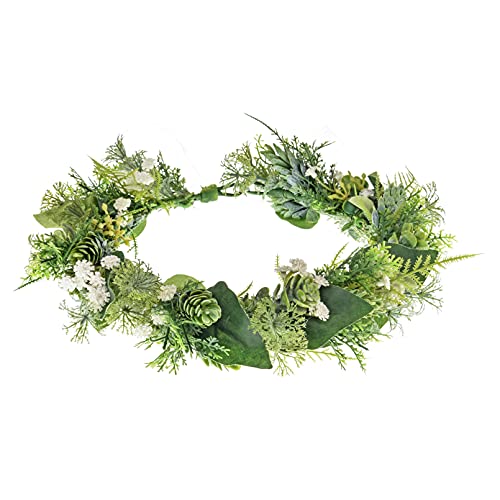 Vividsun Bridal Green Leaf flower Crown Eucalyptus Floral Headband Wedding Festivals Photo Props (H/green) - color: H/green