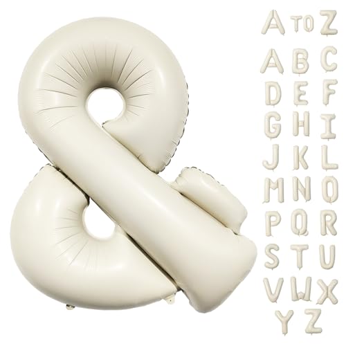 40 Inch Cream Giant Custom Alphabet & Foil Name Balloons - Ivory White, Mylar Self Inflating Beige Letters & Helium Letter Balloons for Women Girls Birthday Party Decorations - color: Cream, size: Letter &