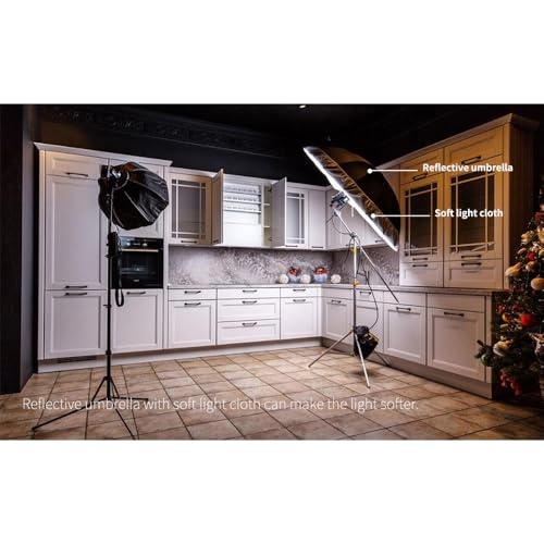 Godox 70inch 180cm Reflective Umbrella, Parabolic Reflective Umbrella, Studio Photography Umbrella, Silver Inner, with Diffuser Cover, Bag (Silver, 70") - color: Silver