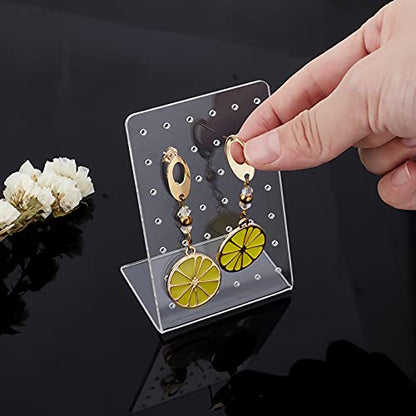 PH PandaHall 4 Pack Earring Holder, 42 Holes Small Ear Studs Display Stand L-Shape Earrings Jewelry Show Rack Stand Organizer Plastic Display Showcase 2.3 x 3.5 x 1.5 Inch