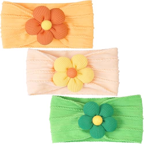 CÉLLOT Baby Girl Headband and Socks, Non-Slip Floral Socks and Soft Floral Nylon Hairbands for Babies Infants and Toddlers (Salmon+Yellow+Green) - color: Salmon+Yellow+Green