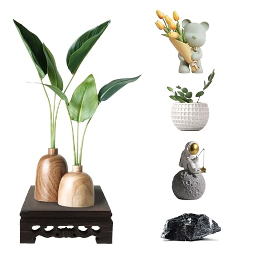 Traditional Craft Wooden Base Wood Display Stand Oriental Square Shape Pedestal 4" x 4" - color: N-4"