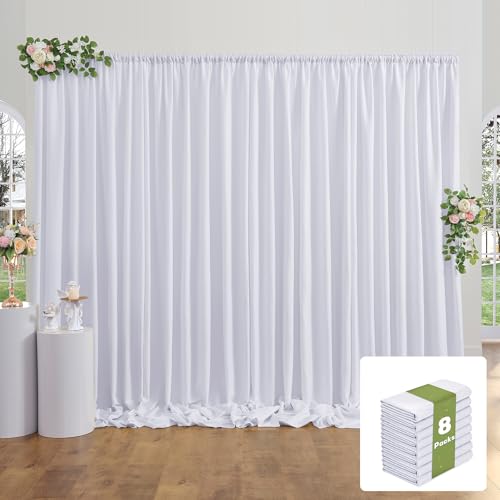 40x10FT White Backdrop Curtains for Party, 8 Panels 5x10FT Thick Polyester Backdrop Drapes, Wrinkle Resistant Photography Background Drapes for Wedding Birthday Home Decoration - color: White, size: W5' X H10'(8 Panels)