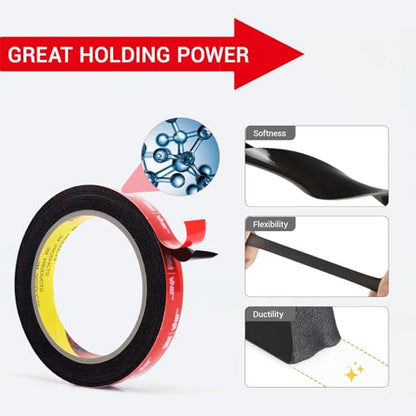 Ohayooz Double Sided Tape Heavy Duty 10FT Made of 3M5925, Very Sticky Adhesive Mounting Tape, Works Great Indoors and Outside, Walls, Automotive, Home Office Deco - size: 2026 Just Try