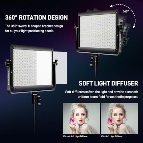 GVM RGB LED Video Light with Lighting Kits, 680RS 50W Led Panel Light with Bluetooth Control, 2 Packs Photography Lighting for YouTube Studio, Video Shooting, Gaming, Streaming, Conference - size: 2 Packs with Lighting Kits