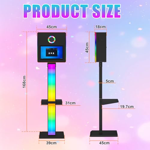DSLR Photo Booth Built-in Mini PC and Flight Case Mirror Photo Booth with 15.6" Touch Screen RGB Lights App Control for Parties Weddings Event Rentals (Black) - color: Black