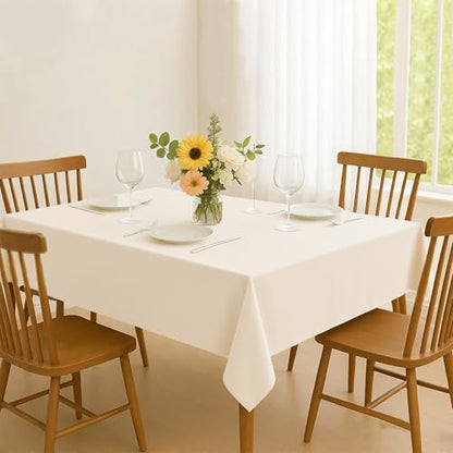 Tablecloths 60x102 Inches Textured Fabric,Natural Water Resistant Spill Proof Table Cloth Washable Small Card Folding Table Covers for Dining, Wedding and Parties，Beige - color: Beige, size: 60" x 102" (Rectangular)