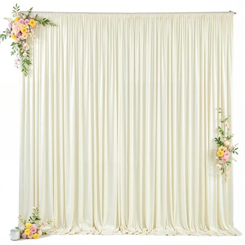 10x10ft Beige Backdrop Curtain for Wedding Parties Wrinkle Free Fabric Beige Drapes Backdrop Decoration for Baby Shower Birthday Photography Decoration 2 Panels, 5ft x 10ft - color: Beige, size: 5ft x 10ft x 2 panels