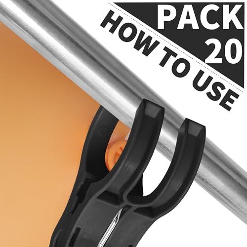 PUGPIU 20 Pack Balloon Arch Clips for Backdrop | Plastic Black Spring Clamps | 3.5 Inch Heavy Duty Clip for Backdrop Stand | Birthday Wedding Decoration | Photography Studio | Crafts | Clothing - color: Black2