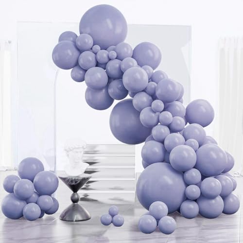 PartyWoo Dusty Blue Balloons 85pcs Different Sizes Pack of 18 12 10 5 Inch Boho Dusty Purple Muted Lavender Balloon Arch Kit for Baby Shower Anniversary Graduation Birthday Party Decorations Blue-F16 - color: Blue-f16
