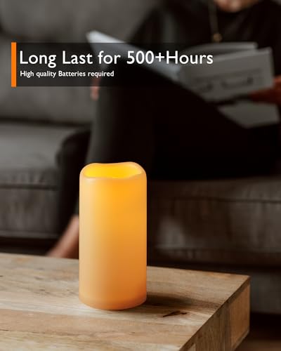 Homemory 3 Pack Flameless Candles, Outdoor Waterproof, Battery Operated LED Pillar Candles with Remote Control and Timer, Plastic, Long Lasting，4”5”6” - size: Set of 3