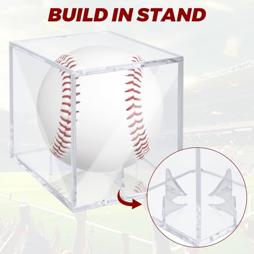 18 Pack Baseball Display Case,UV Protected Acrylic Boxes for Display, 3.15in Autographed Baseball Clear Display Case Cube, Baseball Display Case for Memorabilia Baseball for Official Size Ball