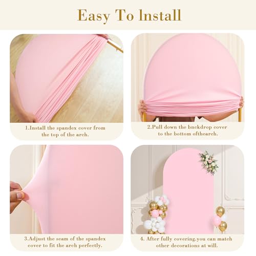 Pink Arch Cover 6ft Spandex Arch Backdrop Cover for Baby Shower Girls Birthday Party Wedding Balloon Arch Stand Cover Gender Reveal Strawberry Theme Photo Arch Covers Stretchy Backdrop Background - color: Pink, size: 6FT