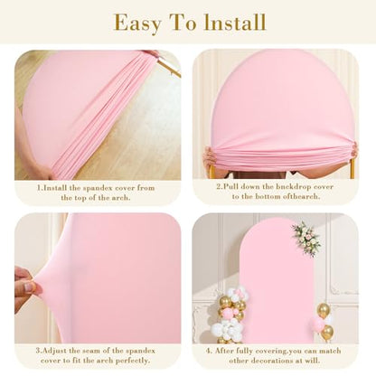 Pink Arch Cover 6ft Spandex Arch Backdrop Cover for Baby Shower Girls Birthday Party Wedding Balloon Arch Stand Cover Gender Reveal Strawberry Theme Photo Arch Covers Stretchy Backdrop Background - color: Pink, size: 6FT