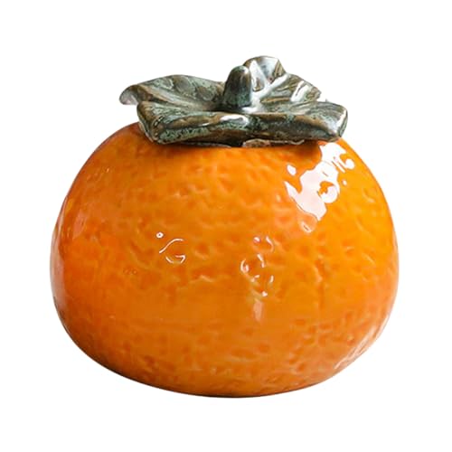 NUOBESTY Ceramic Tea Jar Orange Shape Small Food Sealing Canister Portable Decorative Fruit Storage Container for Kitchen Club Housewarming Photography Prop