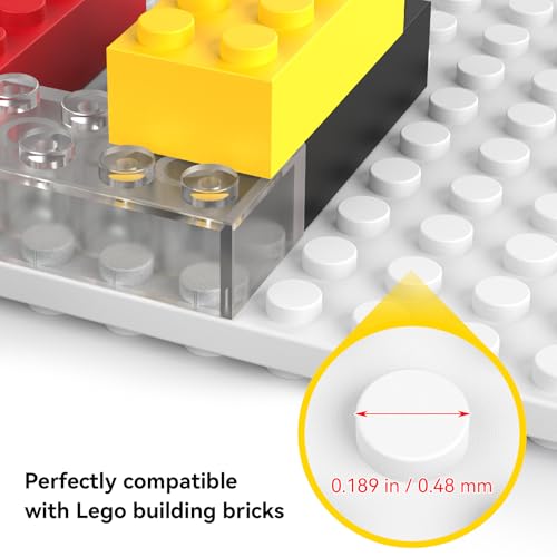 BlissBox 12-Pack Floating Shelves for Wall Compatible with Lego Building Bricks, 5x5.5inch Dual‑Sided 16x17 Studs for Toy Brick Storage and Display, ABS Display Shelves for Room Decor, White - color: White