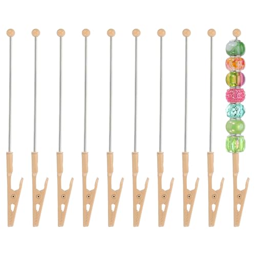 PATIKIL Long-Tailed Alligator Clamp, 10 Pcs 5.3 Inch/135mm Metal Wire Alligator Clamp Beadable Alligator Photo Clips for Picture Note Menu Memo DIY Decor Crafts, Khaki - color: Khaki