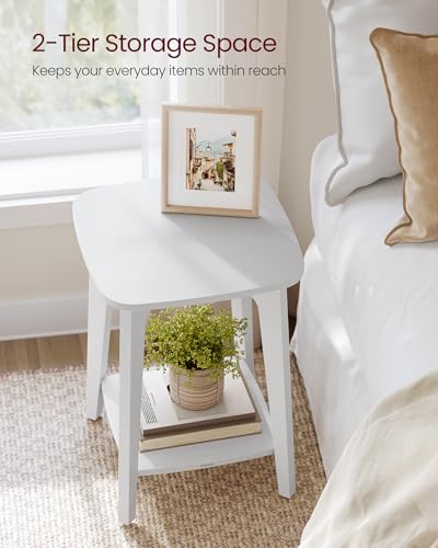 VASAGLE MAEZO Collection - Side Table, 2-Tier Small Square End Table, Nightstand with Tapered Legs, Curved Transitions, for Small Spaces, Living Room, Bedroom, Cloud White ULET236W01 - color: Cloud White, size: 1 pack