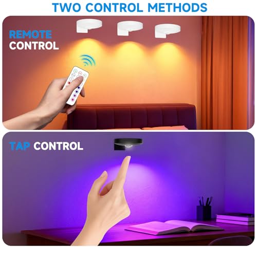 Battery Operated Painting Light, Magnetic Picture Light with Remote Dimmable and Timer - color: Black, size: 6 Packs