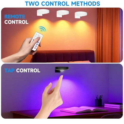 Battery Operated Painting Light, Magnetic Picture Light with Remote Dimmable and Timer - color: Black, size: 6 Packs