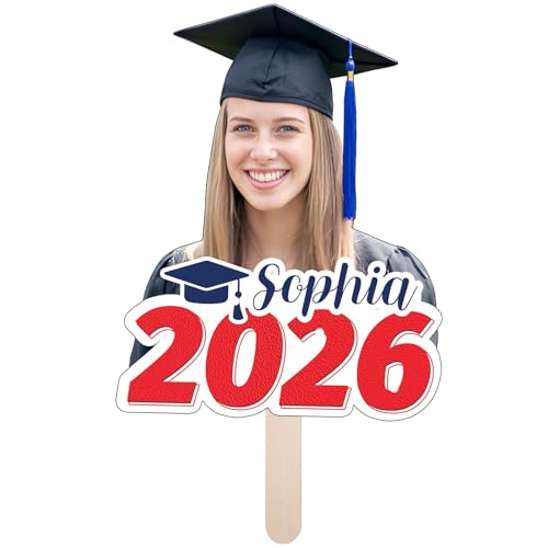 Graduation Custom Cutout Big Head on a Stick for 2026, 6 to 24", Fun Face Cardboard Cutouts, Personalized Fat Heads, Senior Night Photo Prop, Birthday, Party Décor, 1 PC, Red - color: 2026 Red