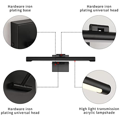 Joosenhouse LED Picture Light Fixtures 16.53" Inches Long Modern Black Wall Lamps with Rotatable Lighting Tube Picture Frame Lights for Paintings 7W(50W Eqv.) Hardwired Connection 3000K - color: Black, size: Non-Dimmable 16.53" Long