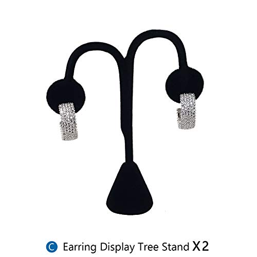 MOOCA 11 Pcs Black Velvet Jewelry Displays Set, Earring Holder, Necklace Display, Bracelet Set - color: Style 1, Black Velvet, 11 Piece