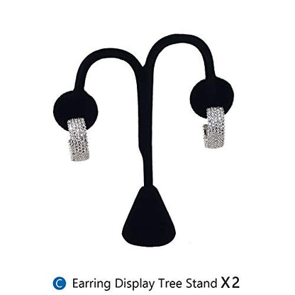 MOOCA 11 Pcs Black Velvet Jewelry Displays Set, Earring Holder, Necklace Display, Bracelet Set - color: Style 1, Black Velvet, 11 Piece