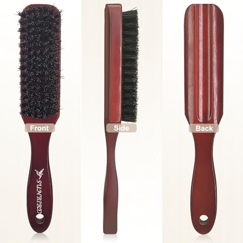 SUNBIRD Slick Back Hair Brush Boar Bristle - Smoothing Hair Brush For Women, Men Beard Styling, Soft & Medium Bristles, For Fine Hair Anti-Frizz, Sleek Polished Hairstyles