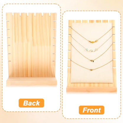 3PCS Wood Necklace Display Stands,Necklace Display Stands Necklaces for Vendors Multi-rung Design Necklaces Displays Storage Non-scratch Surface Jewelry Displays for Vendors-2 Sizes