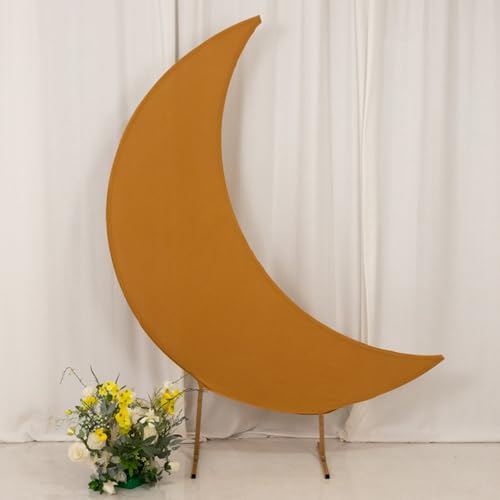 Efavormart 6.5ft Gold Spandex Crescent Moon Arch Cover - 160GSM Double-Sided Stretch Fabric Sleeve - Shimmering Backdrop for Luxury Events and Galas - color: Gold, size: Moon Cover - 6.5ft