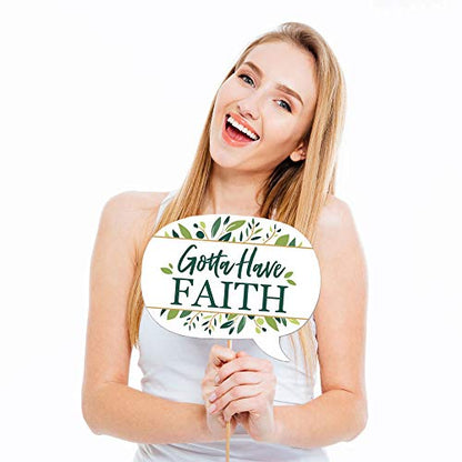 Big Dot of Happiness Funny Elegant Cross - Religious Party Photo Booth Props Kit - 10 Piece