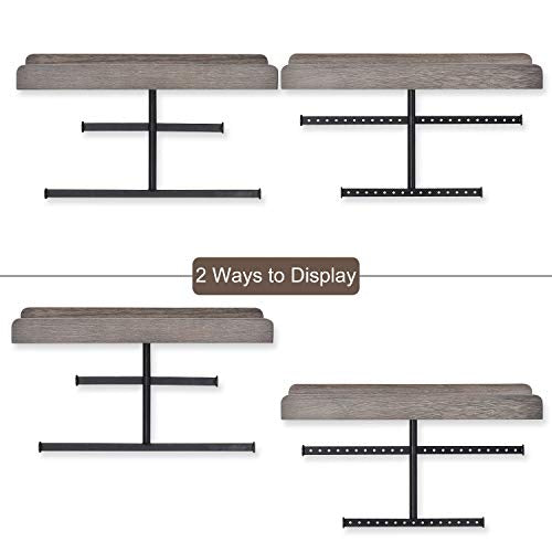 Keebofly Hanging Wall Mounted Jewelry Organizer with Rustic Wood Jewelry Holder Display for Necklaces Bracelet Earrings Ring Set of 2 Weathered Grey,[Patented] - color: Weathered Grey