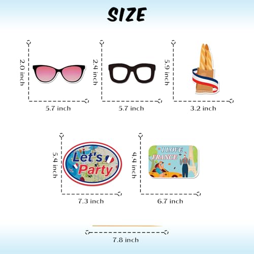 25 Pcs France Photo Booth Props Kit, Paris Themed Party Selfie Decorations, Bonjour I Love France Photography Supplies