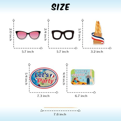 25 Pcs France Photo Booth Props Kit, Paris Themed Party Selfie Decorations, Bonjour I Love France Photography Supplies