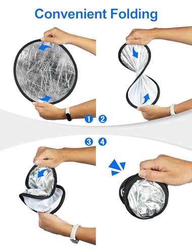 Selens 2 in 1 Foldable 17inch/45cm Light Reflector,Collapsible Disc Photography Reflector Silver,White for Portable Portrait Photography and Outdoor Lighting - size: 2 in 1 17inch (White/Silver)