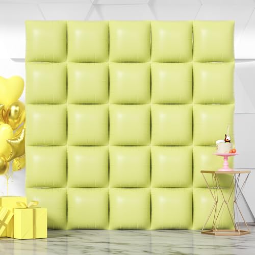 NISOCY 25PCS Yellow Square Foil Balloons Wall Backdrop Double Sided Pastel Yellow Balloons Arch Kit for Birthday Baby Bridal Shower Gender Reveal Easter Wedding Anniversary Party Decorations - color: D02 - Pastel Yellow, size: 25PCS