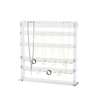 Acrylic Jewelry Holder Stand, Necklace Earring Ring Organizer Stand, Multi-Use Jewelry Storage Rack for Dresser Tabletop Nightstand Bedside Desk (Clear)
