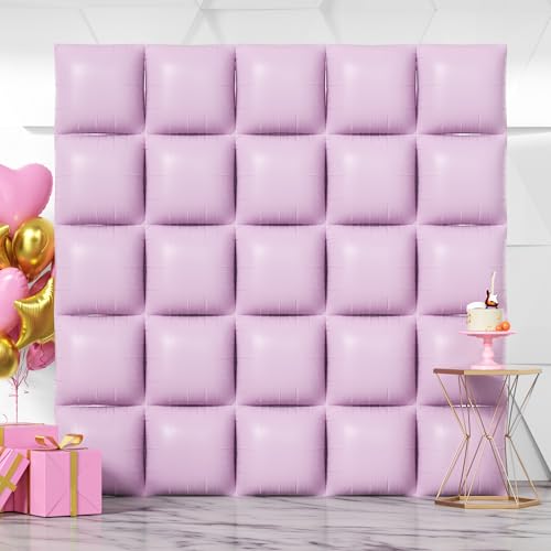 NISOCY 25PCS Purple Square Foil Balloons Wall Backdrop Double Sided Pastel Purple Balloons Arch Kit for Birthday Baby Bridal Shower Gender Reveal Easter Wedding Anniversary Party Decorations - color: G03 - Pastel Purple, size: 25PCS