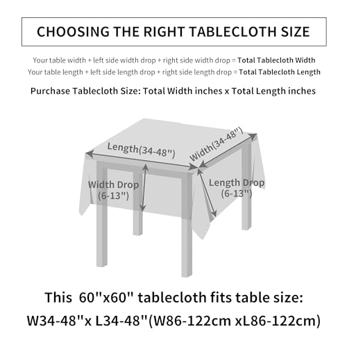 Natural Linen Textured Square Tablecloth, Slubby Lightweight Table Cloth 60 x 60 Inch, Water Resistant Stain Resistant Farmhouse Burlap Table Cover for Kitchen Dining Room - color: Natural, size: 60" X 60" (Square)