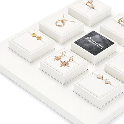 PU Leather Jewelry Stand Showcase Display Holder Jewellry Storage Stand (White) - color: White, size: Base Plate