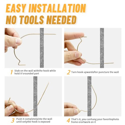 FURHUA 30pcs Aeneous Super Hook Picture Hangers and Office Pack, Drywall Hooks for Hanging Pictures, Wall Hooks, Picture Hangers, Picture Hanging Kit，Hang Art, Clock, Shelves, Mirrors - style: Aeneous