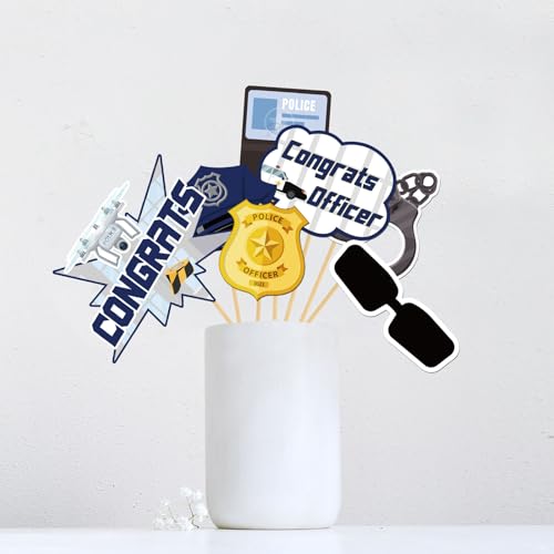 Congrats Officer Photo Booth Props, Police Photoshoot Future Officer Party Photography Props Police Academy Graduation Centerpiece Sticks Decorations 25 PCS