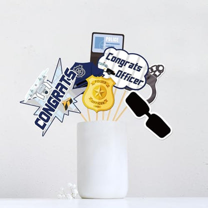 Congrats Officer Photo Booth Props, Police Photoshoot Future Officer Party Photography Props Police Academy Graduation Centerpiece Sticks Decorations 25 PCS