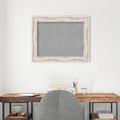 Amanti Art White Framed Magnetic Board 23x29 Medium Vision Board for use with Magnets, 100% Metal Sheet to Display Items as Office Decor or for Home Organization in mudroom, Kitchen or Kids Room - color: Alexandria White Wash, size: 23"W x 29"H