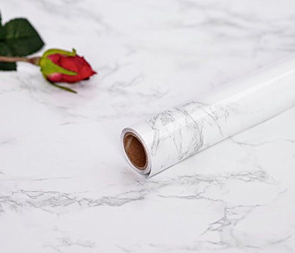 practicalWs Marble Wallpaper Granite White and Grey Paper Roll 23.6" x 118" Kitchen Countertop Cabinet Furniture is Renovated Thick PVC Easy to Remove Without Leaving Glue Upgrade - color: Gray/White, size: 23.6" x 118"