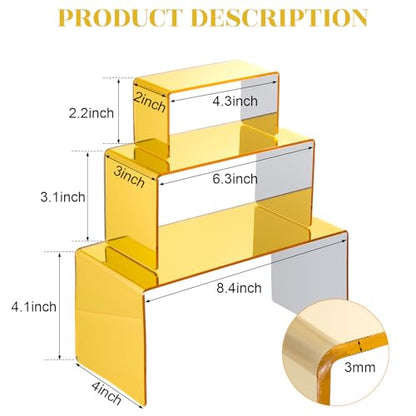 Chuangdi 2 Sets Acrylic Display Risers, Product Stand, Jewelry Display Riser Shelf Showcase Fixtures for Dessert Cupcake Candy Figure Treat Action Showcase (Gold,Large Set) - color: Gold, size: Large Set