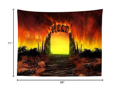 BELECO Hell Gate Photography Backdrop Fabric 8x6ft Hellfire Stairway to Hell Background Christian Religious Belief Church Event Party Decorations Backdrop Halloween Decor Studio Photo Booth Props - size: 8x6FT
