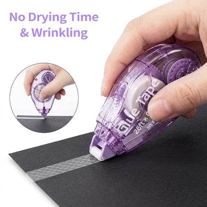 4 Pack Scrapbook Tape Double Sided Tape Rollers for Crafts,Glue Tape Runner for Kids and Adults,School Office Teacher Supplies,0.3IN x 26FT