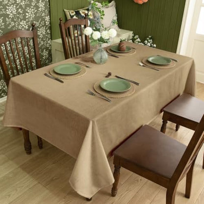 Natural Linen Rectangle Tablecloth, Slubby Textured Fall Lightweight Table Cloth 60 x 84 Inch, Water Resistant Stain Resistant Farmhouse Burlap Table Cover for Kitchen Dining Room, Taupe - color: Taupe, size: 84" x 60" (Rectangular) (1 Pack)